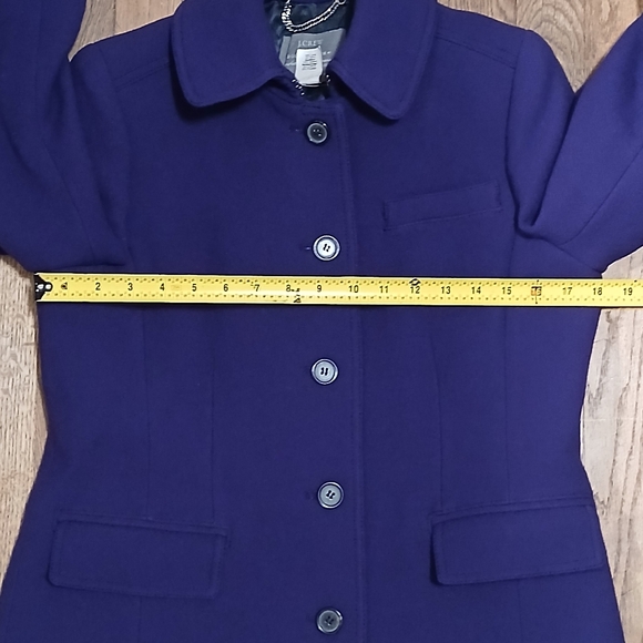J.CREW Double Cloth Italian Lady Day Wool Blend Deep Purple Pea Coat Size 8 - Picture 13 of 16